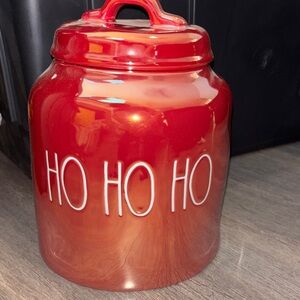 Rae Dunn Red Opal Holiday Cookie Jar